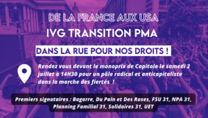 Pride : IVG, Transition, PMA : dans la rue pour nos droits @ Place du Capitole le matin et rue Alsace à 14h30